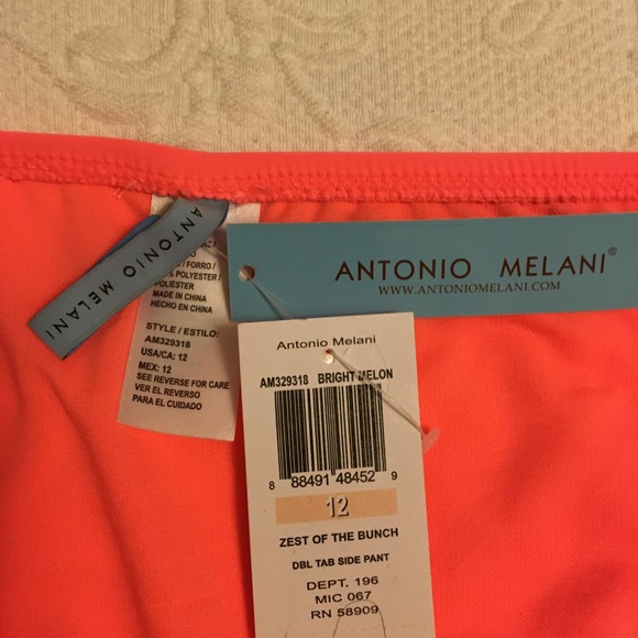 NEW Antonio Melani swimsuit bottom bikini, melon sz 12 - Picture 4 of 6